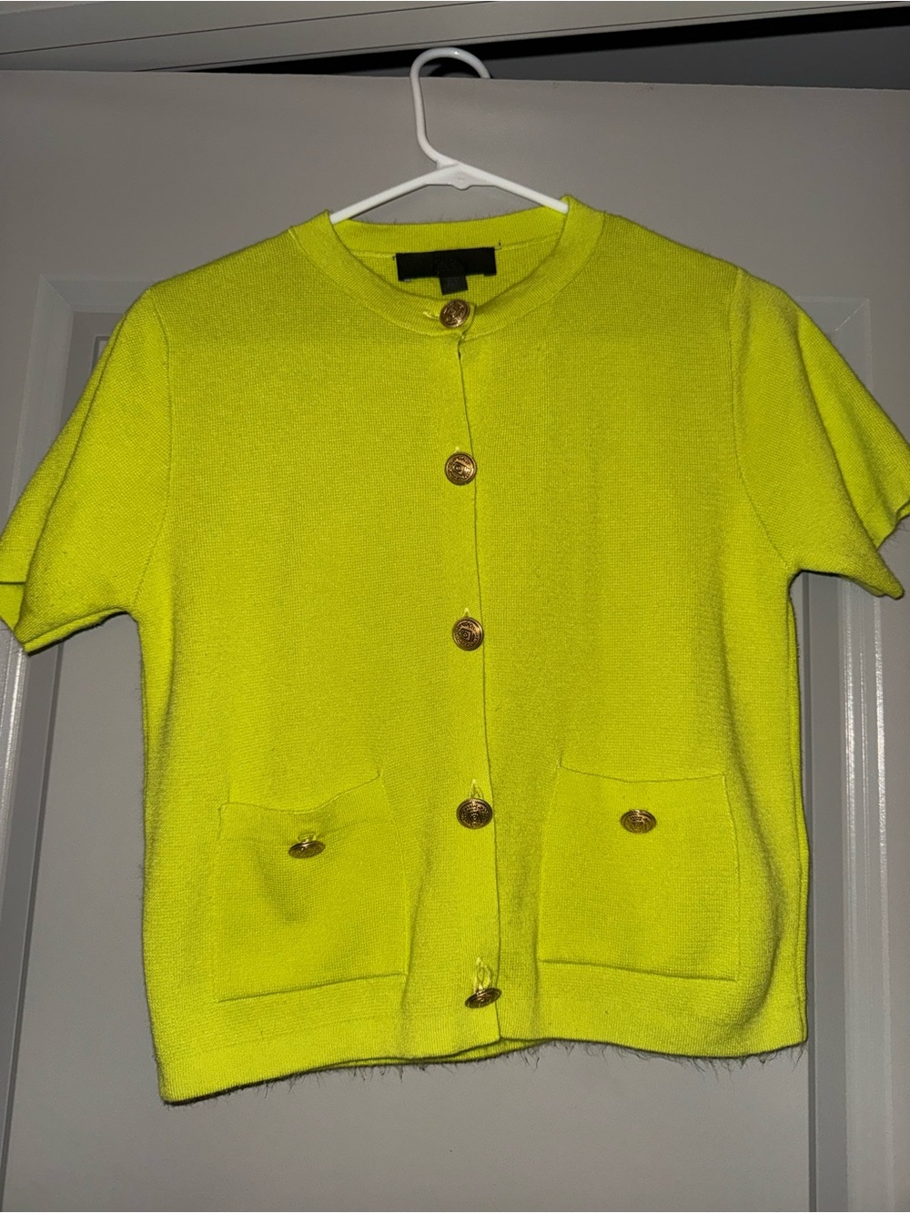 ZARA Neon Green Button-Front Short Sleeve Cardigan | Great condition